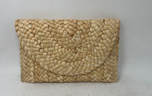 Load image into Gallery viewer, Unbranded Womens Beige Woven Straw Braided Flap Mini Travel Clutch Purse
