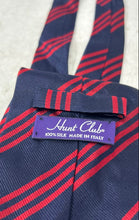 Load image into Gallery viewer, Hunt Club Mens Navy Blue Red Striped Silk Keeper Loop Adjustable Pointed Tie

