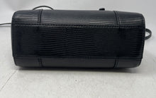 Load image into Gallery viewer, Guess Womens Huntley Cali Black Lizard Engraved Double Handle Zipper Satchel Bag
