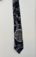 Load image into Gallery viewer, Brittany Bay Mens Black White Abstract Print Keeper Loop Adjustable Pointed Tie
