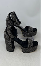 Load image into Gallery viewer, Michael Kors Womens Tara Black Silver Crystal Embellished Platform Sandals Sz 8M
