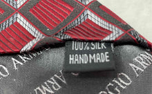 Load image into Gallery viewer, Giorgio Armani Mens Red &amp; Multicolor Geometric Silk Adjustable Designer Tie
