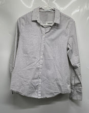 Load image into Gallery viewer, Mango Womens Black White Striped Long Sleeve Collared Button-Up Shirt Size M
