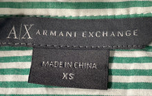 Load image into Gallery viewer, Armani Exchange Womens Green Striped Print Long Sleeve Button-Up Shirt Size XS
