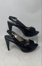 Load image into Gallery viewer, Gianni Bini Womens Black Leather Peep Toe Platform Slingback Sandals Size 7M
