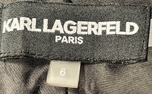 Load image into Gallery viewer, Karl Lagerfeld Womens Black Pinstripe Flat Front Straight Leg Dress Pants Size 6
