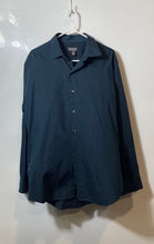 Load image into Gallery viewer, Van Heusen Mens Dark Teal Striped Long Sleeve Collared Dress Shirt Size L
