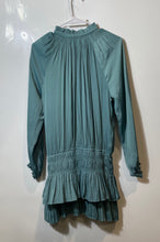 Load image into Gallery viewer, Forever 21 Womens Green Long Sleeve Split V-Neck Self-Tie Blouson Dress Size S
