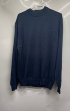 Load image into Gallery viewer, Toscano Italy Mens Blue Long Sleeve Round Neck Ribbed Hem Pullover Sweater Sz L
