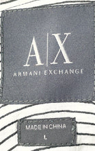 Load image into Gallery viewer, Armani Exchange Mens White Black Striped Long Sleeve Button-Up Shirt Size L
