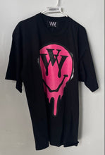 Load image into Gallery viewer, VVV The Brand Unisex Black Cotton Ecstasy Pink Smiley Face Oversized T-Shirt S
