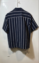 Load image into Gallery viewer, Zara Mens Blue White Striped Short Sleeve Button-Up Shirt Size Small
