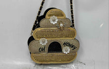 Load image into Gallery viewer, Aldo Womens Gold Black Bee Chain Strap Rhinestone Pearl Crossbody Bag
