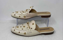 Load image into Gallery viewer, Uterque Womens White Leather Studded Almond Toe Slip-On Mule Flats Size EUR 38
