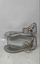 Load image into Gallery viewer, Michael Kors Womens Camille Silver Snakeskin Flat Strappy Sandals Size 11 M
