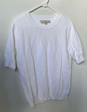 Load image into Gallery viewer, Loft Womens White Short Sleeve Round Neck Knitted Pullover Blouse Top Size M
