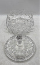 Load image into Gallery viewer, Vintage Unbranded Clear Cut Glass Zigzag Pattern Bowl Sugar Candy Jar With Lid
