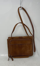 Load image into Gallery viewer, Fossil Womens Tan Leather Back Zipped Pocket Flap Over Crossbody Purse
