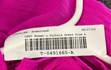 Load image into Gallery viewer, DKNY Womens Fuchsia Ruffle Short Sleeve Tie Neck Tiered A-Line Dress Size 4
