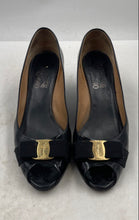 Load image into Gallery viewer, Authentic Salvatore Ferragamo Womens Black Wedge Pump Heels Size 10.5B Damaged
