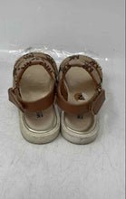 Load image into Gallery viewer, Michael Kors Girls Beige White Logo Print Open Toe Slingback Sandals Size 12
