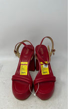 Load image into Gallery viewer, Michael Kors Womens Red Leather Open Toe Block Platform Heels Size 8M

