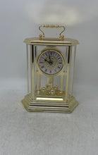Load image into Gallery viewer, Vintage Bulova Gold-Tone Brass Quartz Anniversary Carriage Chime Mantel Clock

