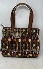 Load image into Gallery viewer, Fossil Womens Key-Per Multicolor Feather Print Double Handle Shoulder Tote Bag
