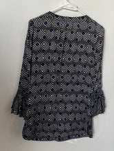 Load image into Gallery viewer, Tory Burch Womens Dark Blue Beige Geometric Print Gwenna Normandy Tunic Top Sz 2
