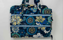Load image into Gallery viewer, Vera Bradley Womens Blue Floral Double Handle Foldover Travel Makeup Organizer
