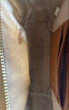 Load image into Gallery viewer, Michael Kors Womens Brown Blue Leather Detachable Strap Zip Top Crossbody Bag
