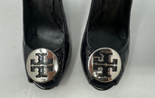 Load image into Gallery viewer, Authentic Tory Burch Womens Sally Black Wedge Pump Heels Size 7M Damaged Stained
