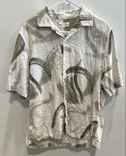 Load image into Gallery viewer, Zara Mens White Cream Abstract Short Sleeve Collared Button-Up Shirt Size Large
