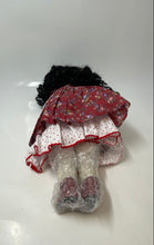 Load image into Gallery viewer, UG Collector Floral Red Dress Curly Black Hair Porcelain Doll In Box

