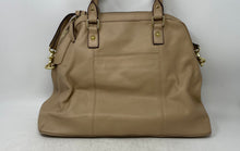 Load image into Gallery viewer, Sophia Visconti Womens Beige Leather Detachable Strap Zip Top Satchel Purse
