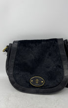 Load image into Gallery viewer, Fossil Womens Black Inner Pockets Flap Shoulder Crossbody Handbag
