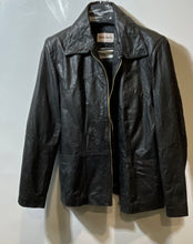 Load image into Gallery viewer, Jimmy Labajo Womens Black Leather Long Sleeve Collared Full-Zip Jacket Size P
