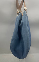 Load image into Gallery viewer, Prune Womens Blue Inner Zip Pocket Double Handle Shoulder Hobo Bag
