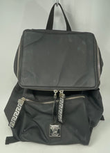 Load image into Gallery viewer, Versace Parfums Unisex Black Adjustable Shoulder Strap Travel Backpack Worn
