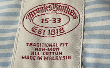 Load image into Gallery viewer, Brooks Brothers Mens Blue White Striped Traditional Fit Dress Shirt Size 15-33
