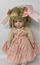 Load image into Gallery viewer, Pink Dress Floral Curly Blonde Hair Blue Eyes Fashion Porcelain Doll

