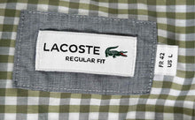 Load image into Gallery viewer, Lacoste Mens Green Gingham Print Long Sleeve Regular Fit Button-Up Shirt Size L
