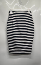 Load image into Gallery viewer, Express Womens Black White Striped Side Zip Asymmetrical Wrap Skirt Size 6
