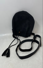Load image into Gallery viewer, Womens Black Leather Adjustable Strap Tassel Drawstring Crossbody Bag
