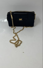 Load image into Gallery viewer, Michael Kors Womens Black And Gold Color Card Holder Chain Strap Crossbody Bag
