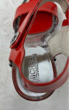 Load image into Gallery viewer, Michael Kors Womens Lani Red Silver Stiletto Ankle Strap Heels Size 6
