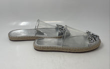 Load image into Gallery viewer, Karl Lagerfeld Womens Maxwell Clear Silver Rhinestone Slip-On Mule Sandals Sz 10
