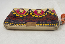 Load image into Gallery viewer, Fossil Key-Per Womens Multicolor Printed Coated Canvas Zipper Wristlet Wallet
