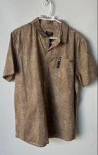 Load image into Gallery viewer, Hurley Mens Brown Cotton Short Sleeve Collared Button-Up Shirt Size Large
