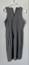 Load image into Gallery viewer, Banana Republic Womens Gray Plaid Sleeveless Side Slit Sheath Dress Size 4
